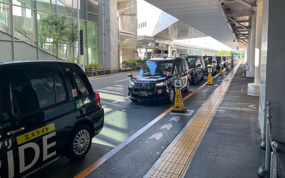 Taxis waiting out Haneda Airport Terminal 3