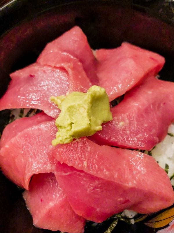 Large slices of tuna