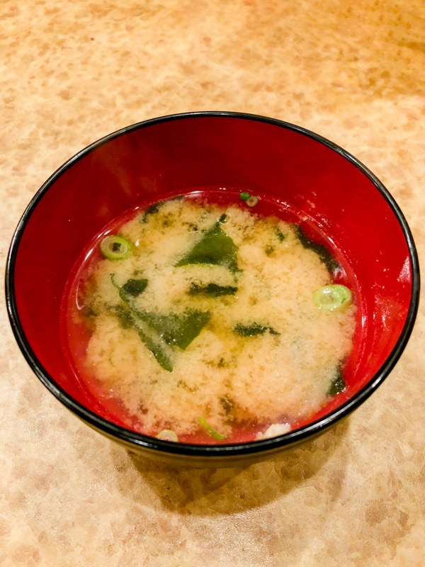 Homemade bowl of miso soup, Maguro Koya, Nara, Japan