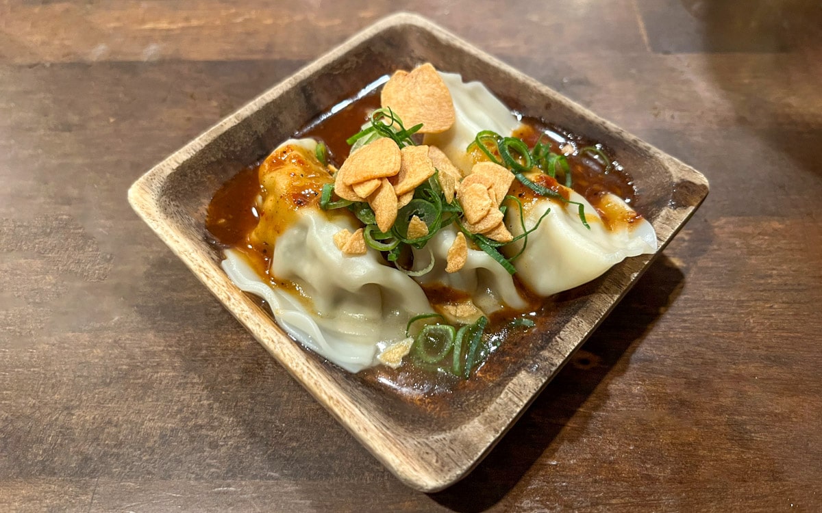 Boiled Ginger Pork Gyoza with Numbing Hot Sauce