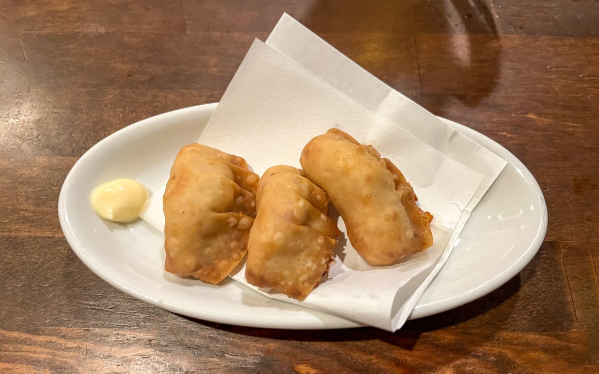 The fried version of the Chicken & Mozzarella Cheese Gyoza