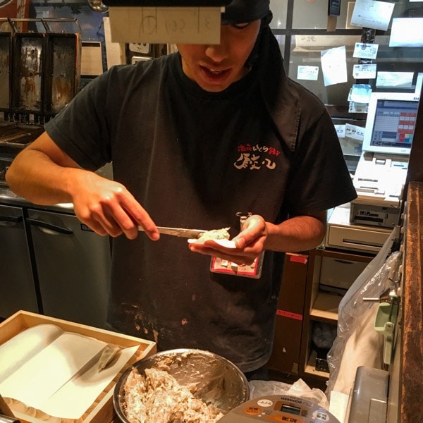 Preparing gyoza