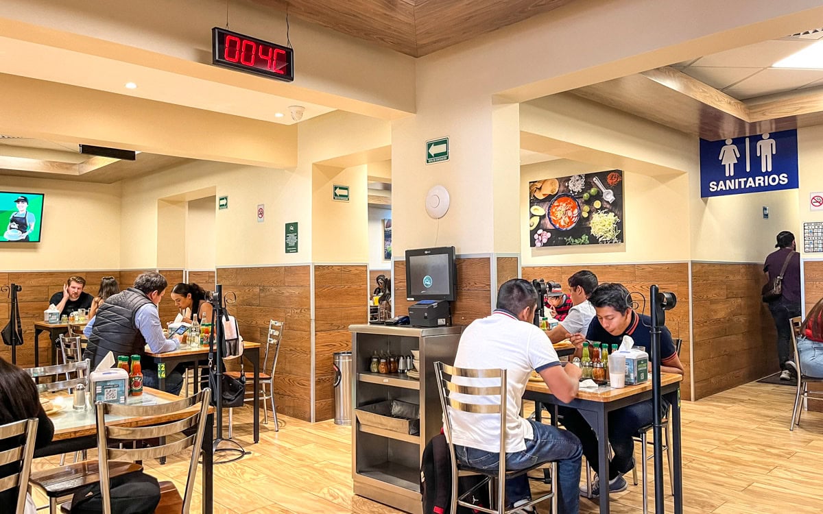 Bright interior of the restaurant, La Casa de Toño, Mexico City