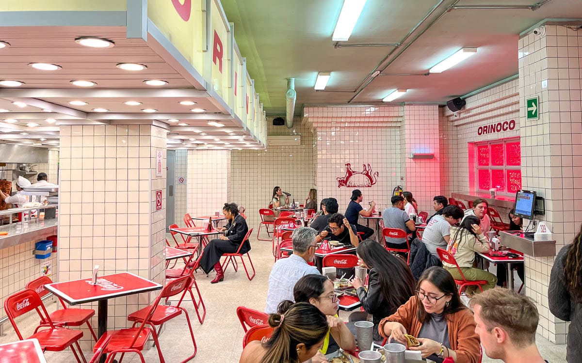 Bright, open interior of the restaurant, Mexico City