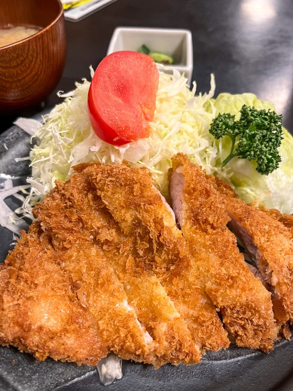 Close up of the deep-fried pork cutlet