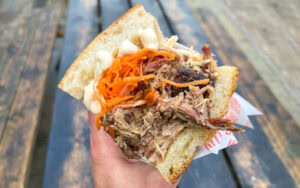 The pulled pork sandwich known as the Harry Trotter, Shambles Kitchen, York, England