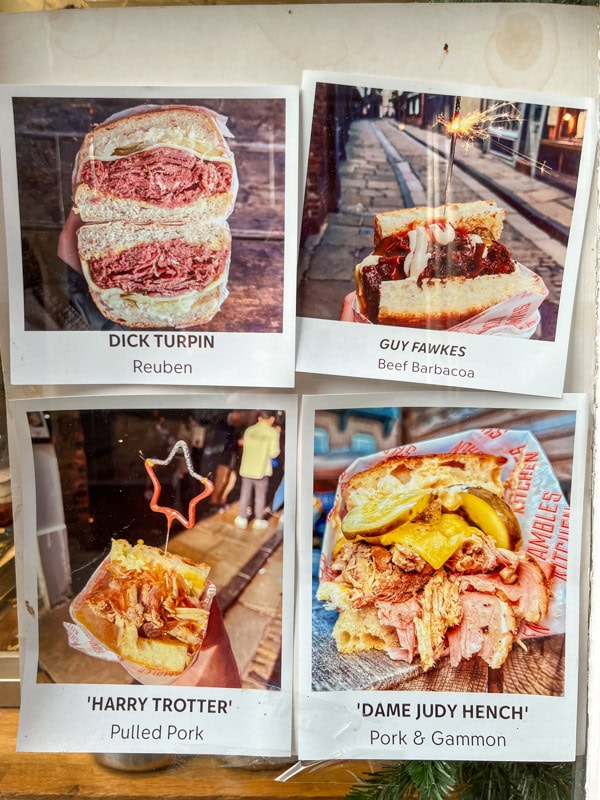 The menu at Shambles Kitchen, York, England