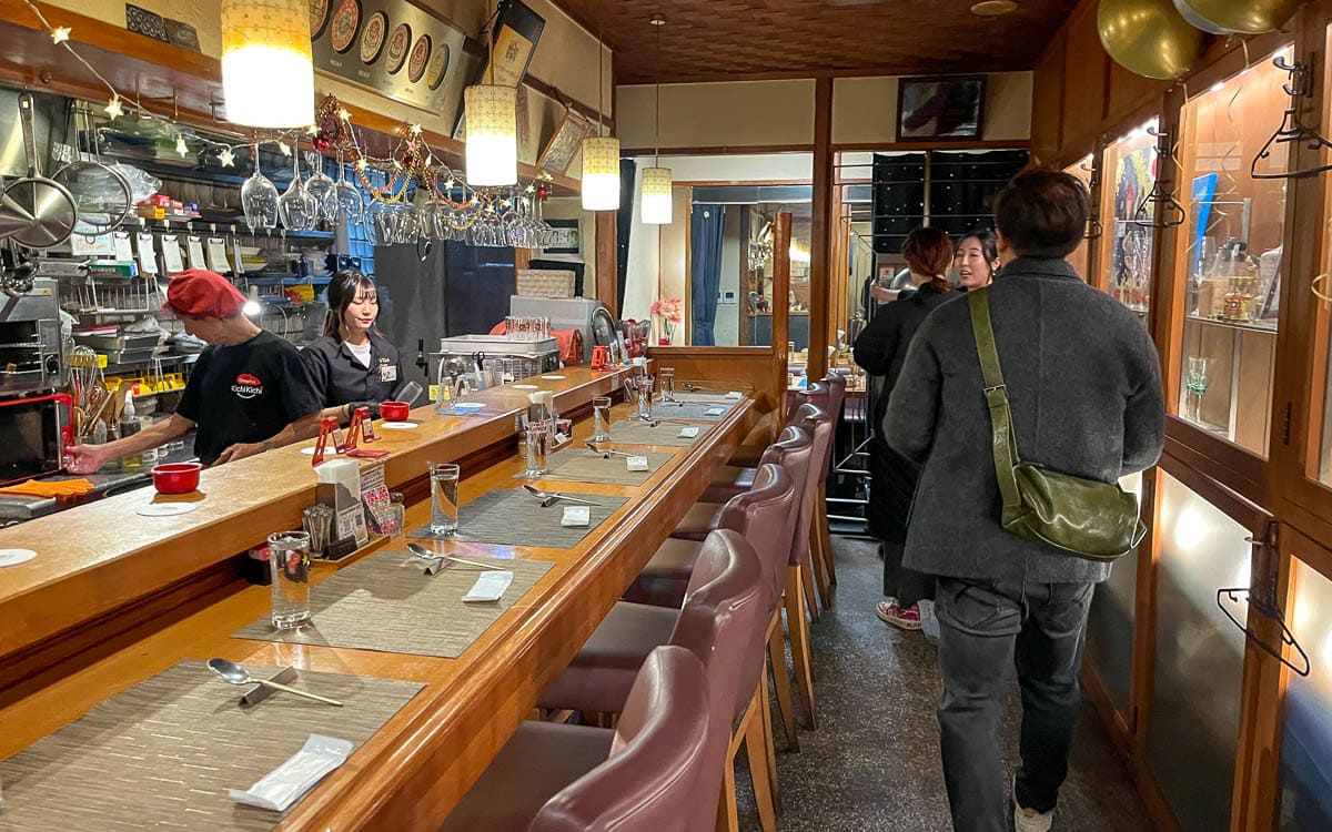 Cozy interior of the restaurant, Kichi Kichi, Kyoto, Japan