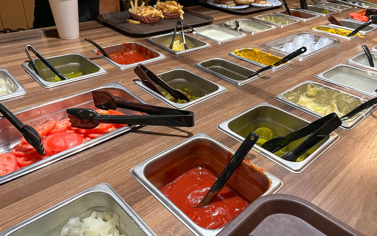 Assortment of condiments to top your burger