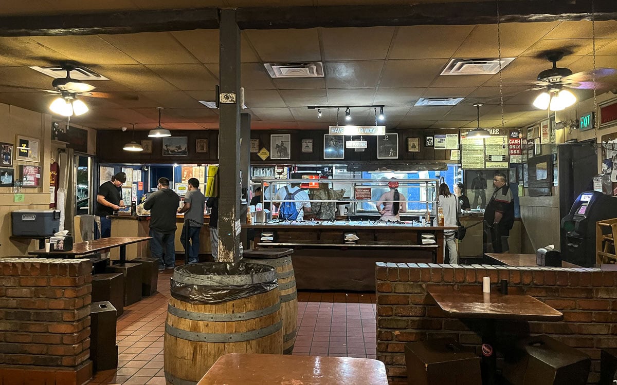 Cozy and rustic interior of the restaurant, The Chuckbox, Tempe, Arizona